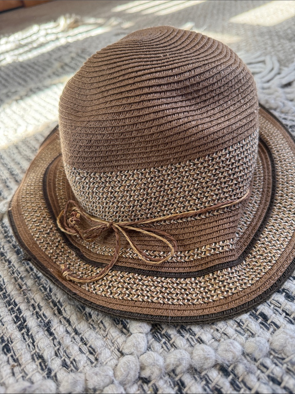 Sonoma Brown Braided Straw Sun Hat with Bow Band